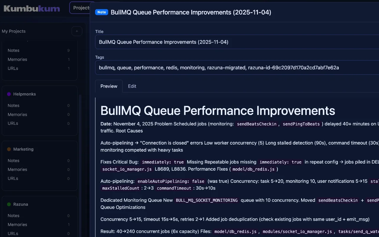 Kumbukum notes screenshot