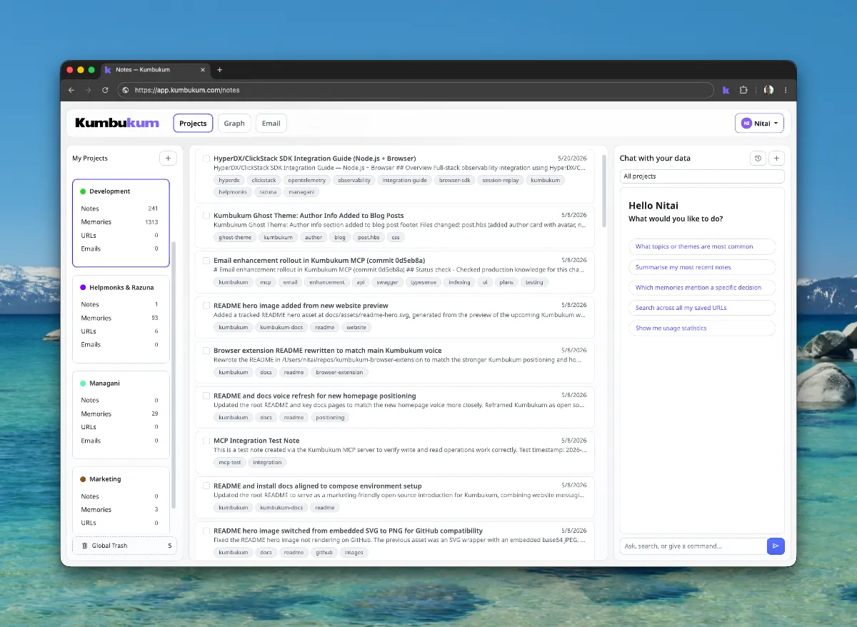 Kumbukum notes screenshot